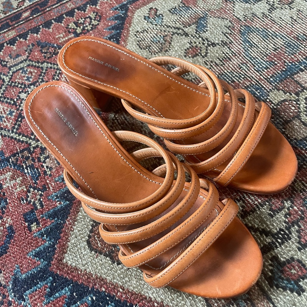 Mansur Gavriel Tan Leather Strappy Sandals Size 39